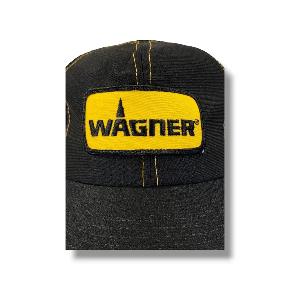 Vintage Wagner Mesh Trucker's Snapback Black Hat‎ Cap By Paramount Cap